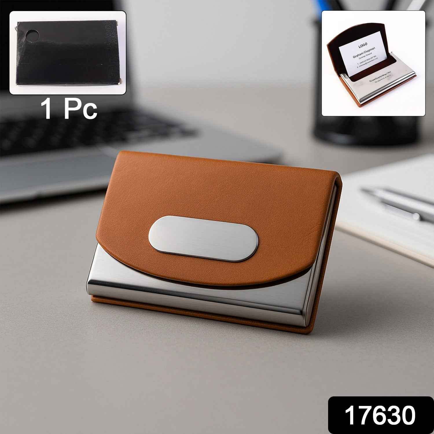 Leather Business Card Holder – Slim Magnetic Closure Case