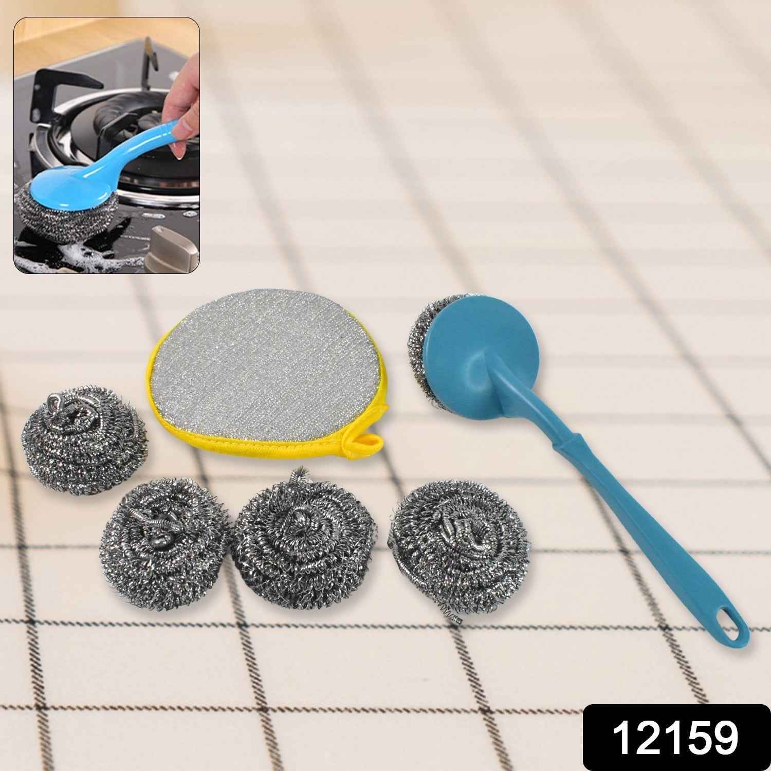 Kitchen Cleaning Set – 6-in-1 Stainless Steel Scrubber