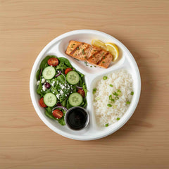 Compostable 10 Inch 3-Compartment Bagasse Plate – Leak-Resistant & Eco-Friendly