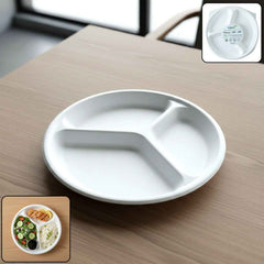 Compostable 10 Inch 3-Compartment Bagasse Plate – Leak-Resistant & Eco-Friendly