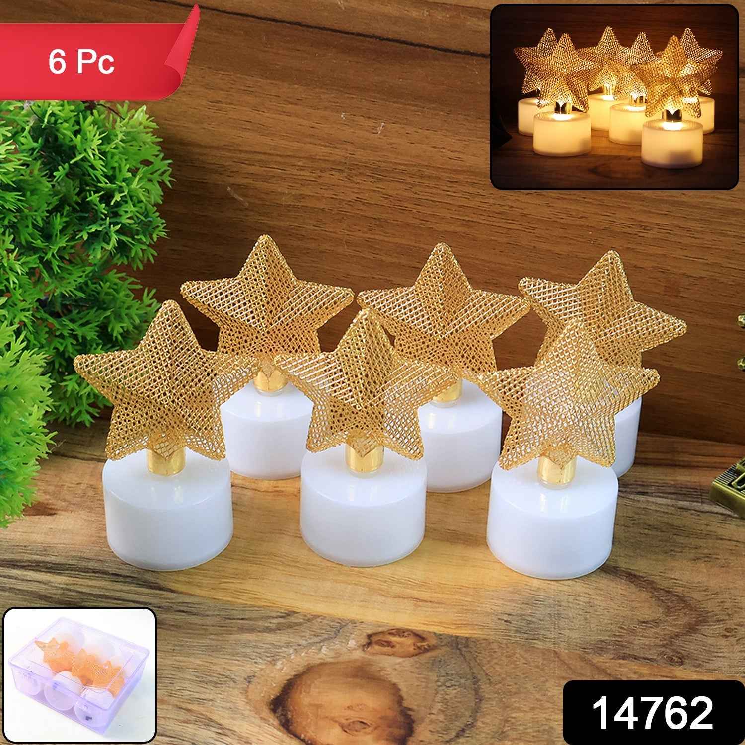 LED Star Candles – Set of 6 Flameless Decorative Tealights
