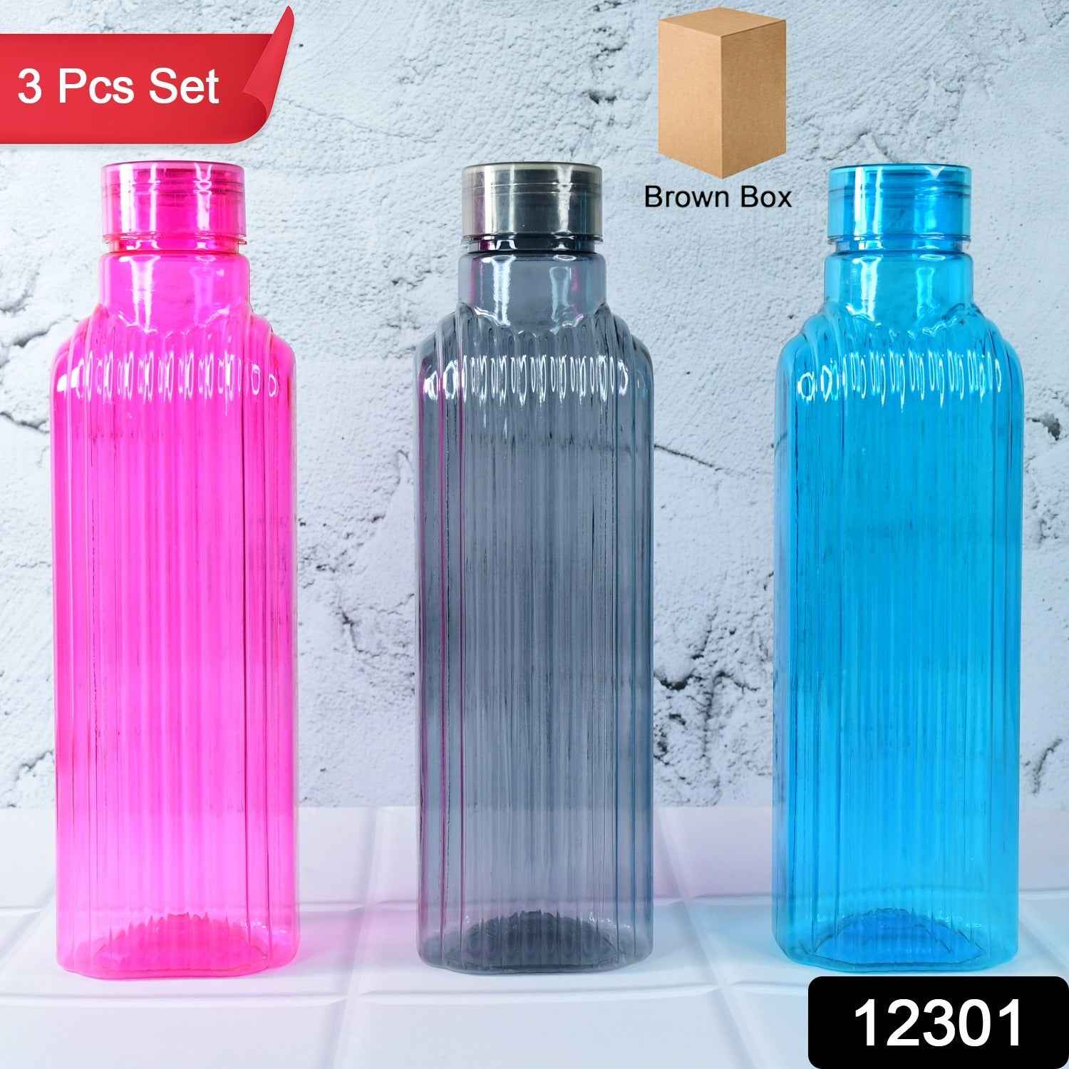 Transparent Fridge Water Bottles – Set of 3 BPA-Free Plastic