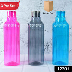 Transparent Fridge Water Bottles – Set of 3 BPA-Free Plastic
