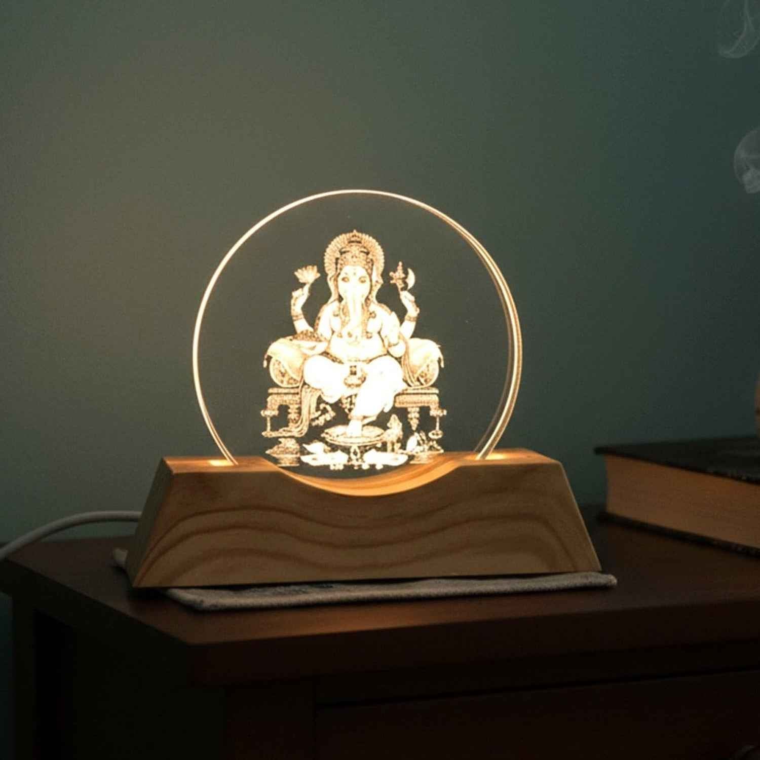 3D Lord Ganesha LED Night Lamp – Warm Spiritual Glow