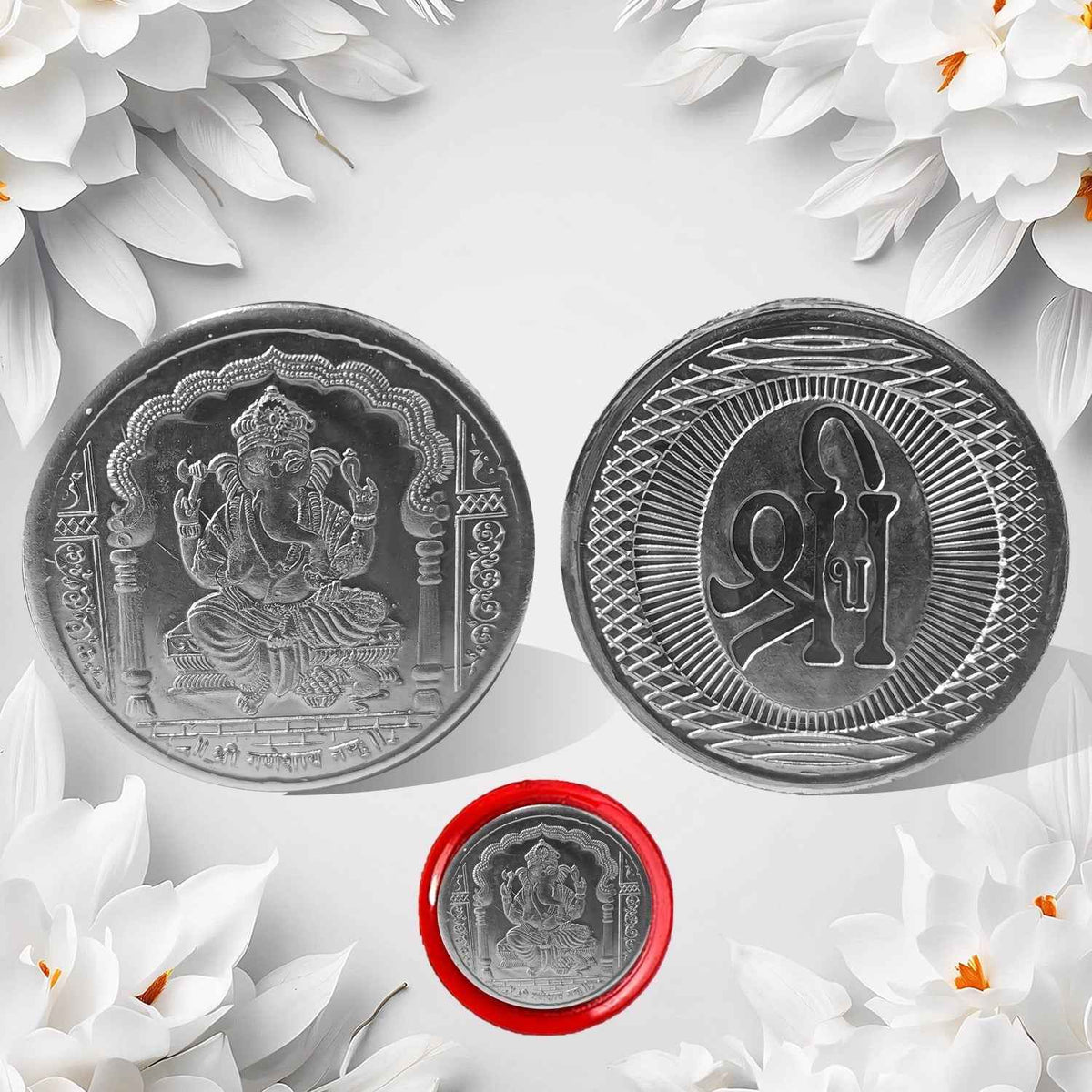 Close-up of the Decorative Ganesh Coin, showcasing intricate Lord Ganesha design.