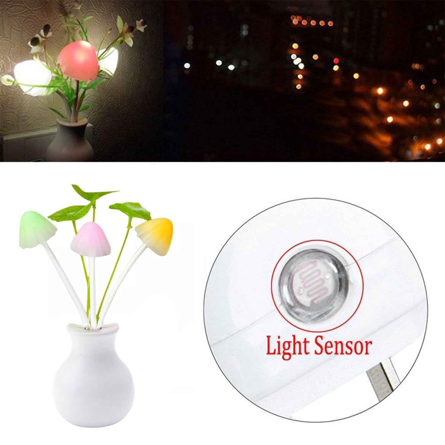 Mushroom Night Light – Auto Sensor Multicolor LED Lamp | Indo Glow
