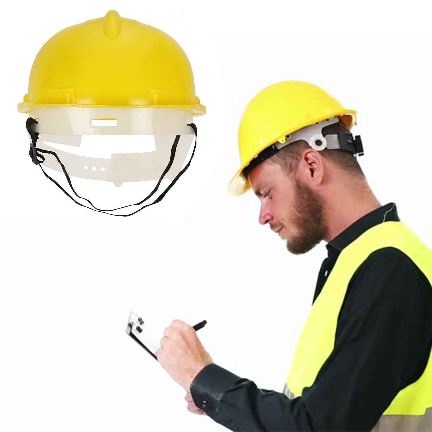 Industrial Safety Helmet – Yellow Plastic, Adjustable | BoltForce