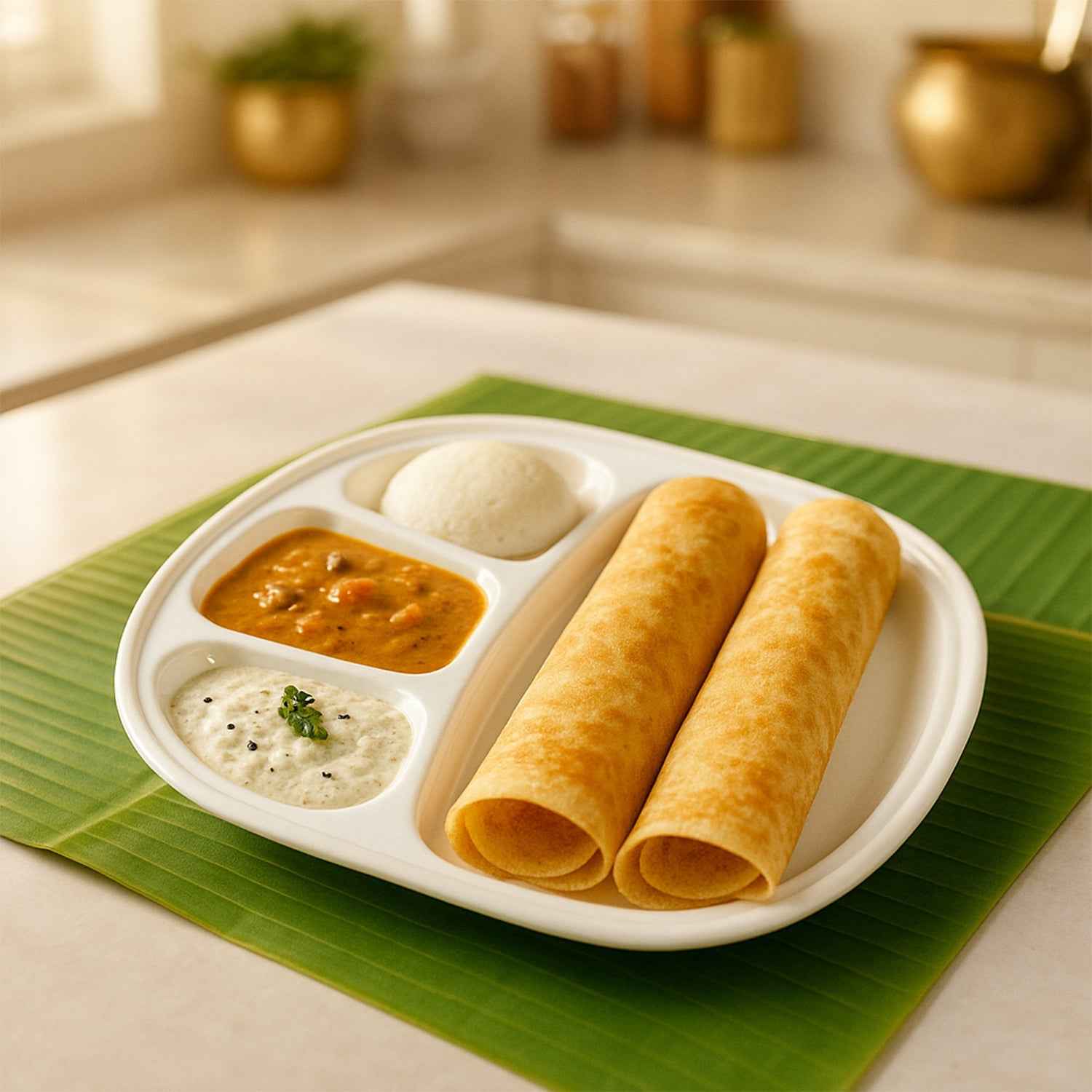 Large Plastic Compartment Dinner Plate – 4 Sections for Organized Meals