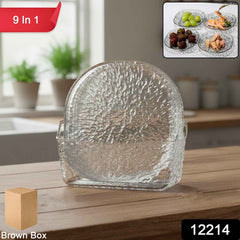 Crystal Glass Snack Serving Plates Set – Elegant 9-in-1 Design