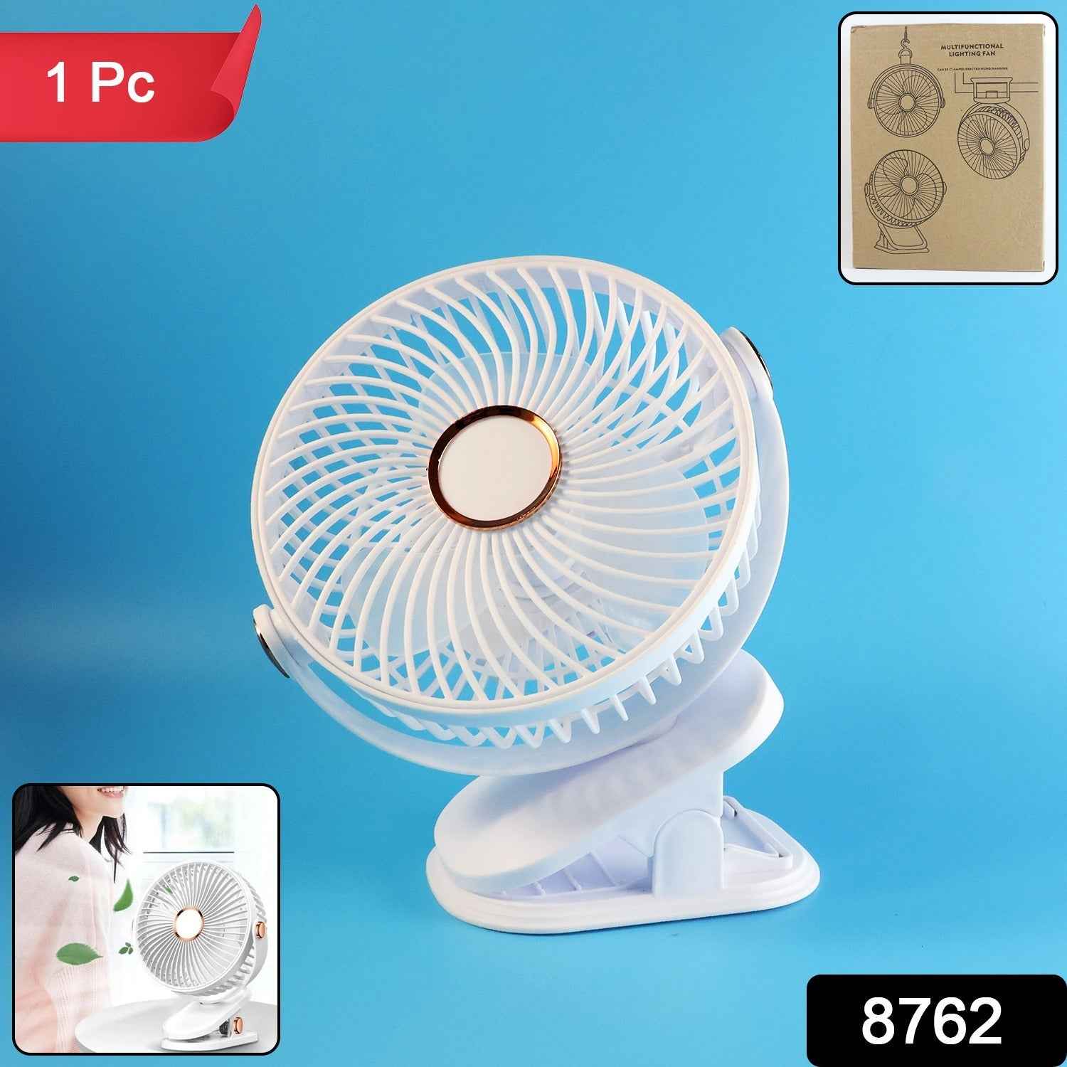 Portable Mini Fan – USB Rechargeable Clip-On Fan with Adjustable Speed