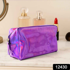 Holographic Waterproof Travel Cosmetic Pouch – Stylish & Durable