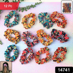 Printed Fabric Hair Scrunchies – Set of 12 Stylish Prints