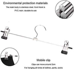 Detail of an adjustable anti-rust hanger clip and 360-degree swivel hook.