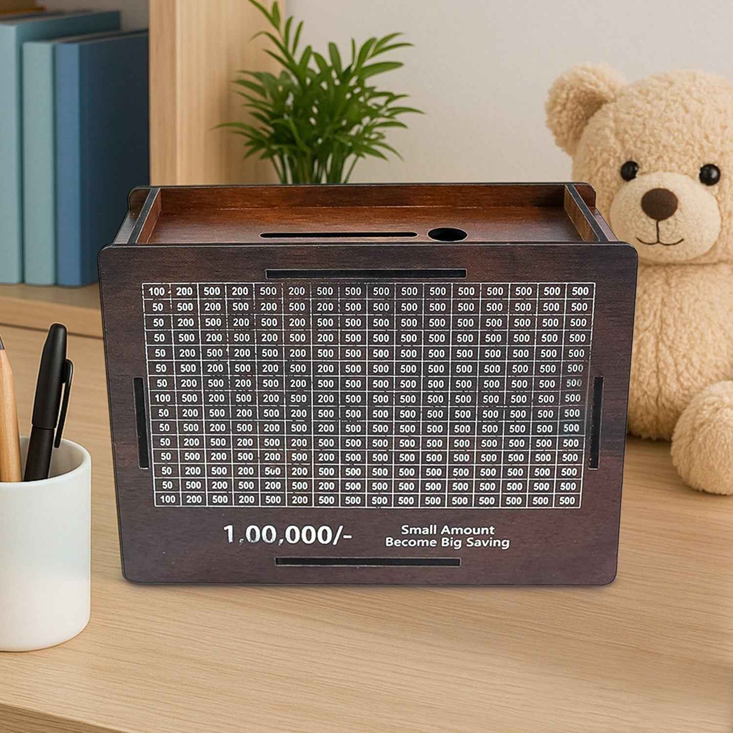 Wooden Piggy Bank Money Box – Motivational Savings Box for Kids