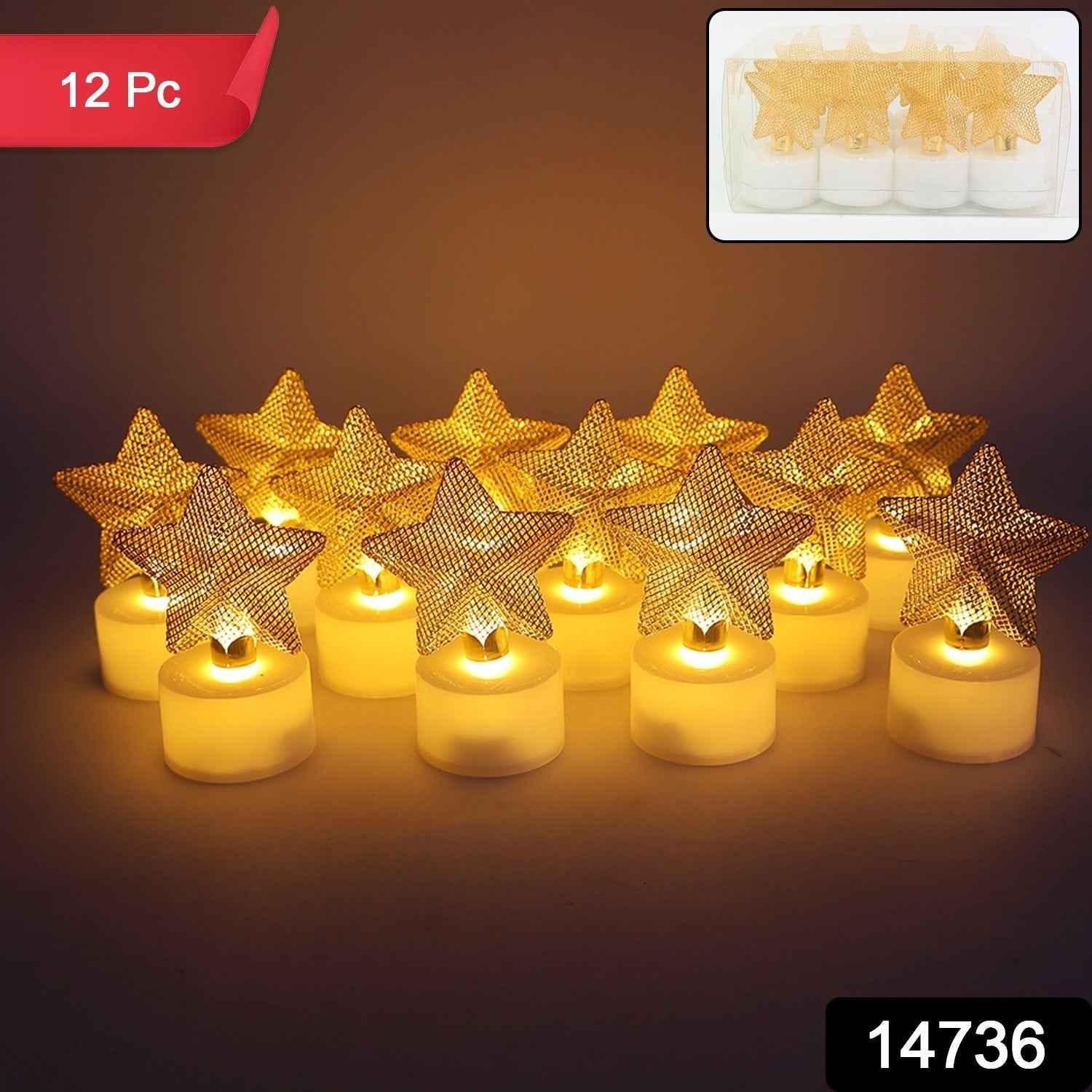 LED Star Candles – Set of 12 Flameless Decorative Tealights