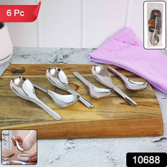 Stainless Steel Soup Spoon Set – Heavy Duty 6-Piece Dining Spoons