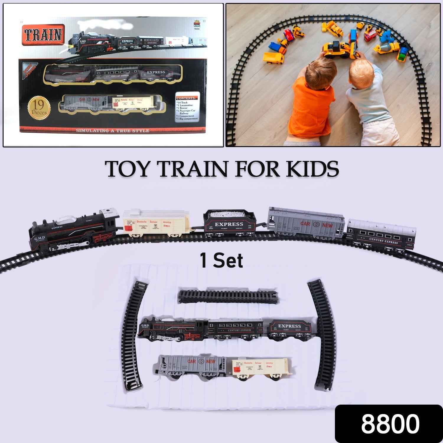 Battery Operated Toy Train Set – 19-Piece Track Playset for Kids