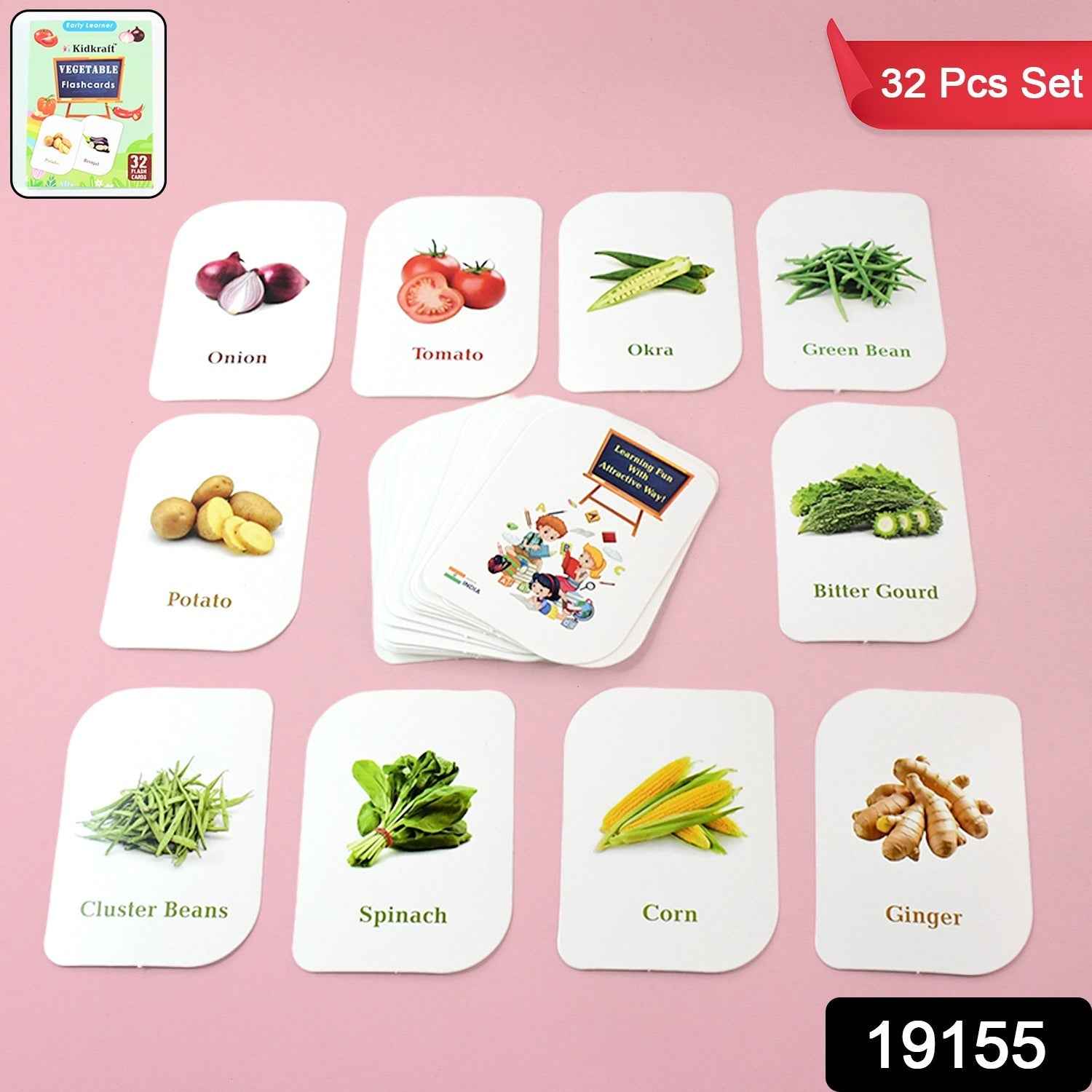 Vegetable Flash Cards – 32 Durable Educational Cards for Kids