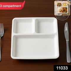 Plastic 3-Compartment Plate – Durable & Portion-Controlled Meal Serving