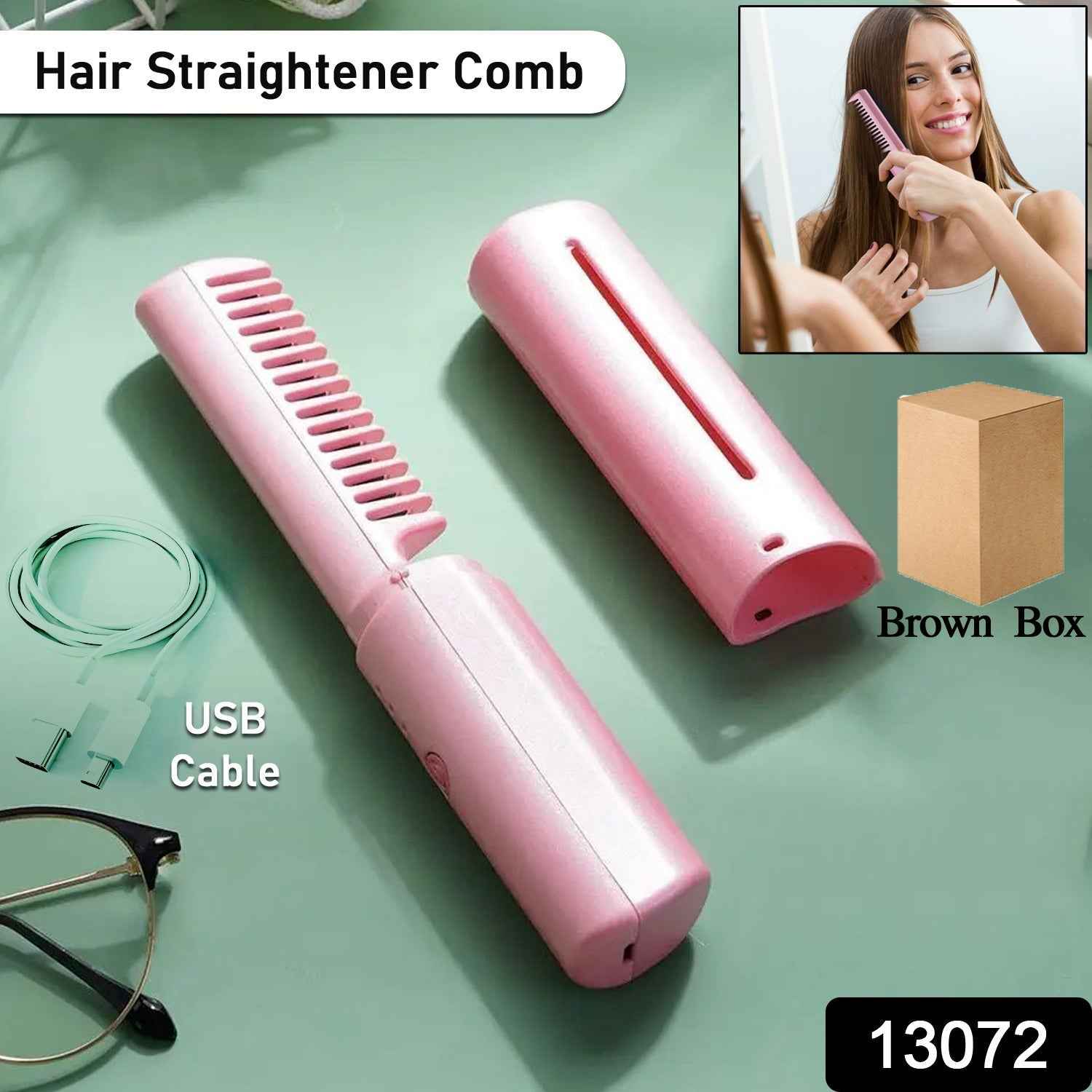 Mini Hair Straightener Brush Ð Cordless & Rechargeable for Travel