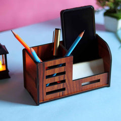 Wooden Desk Organizer – Multi-Compartment Office Storage Stand