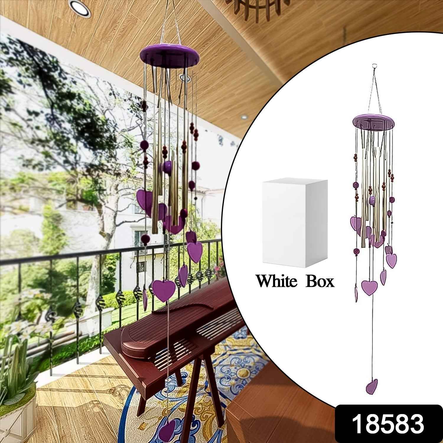 Smiley Hearts Wind Chime – Bamboo & Aluminium Decor | Indo Glow