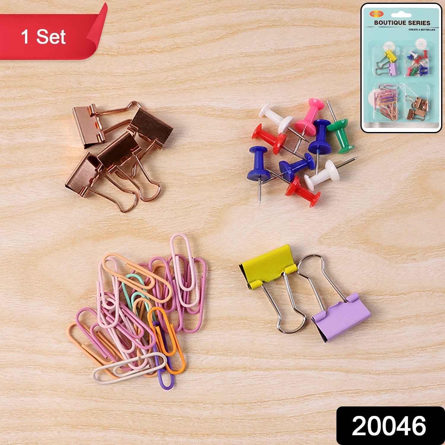 Office Clips & Pins Set – Colorful Durable Paper & Binder Clips