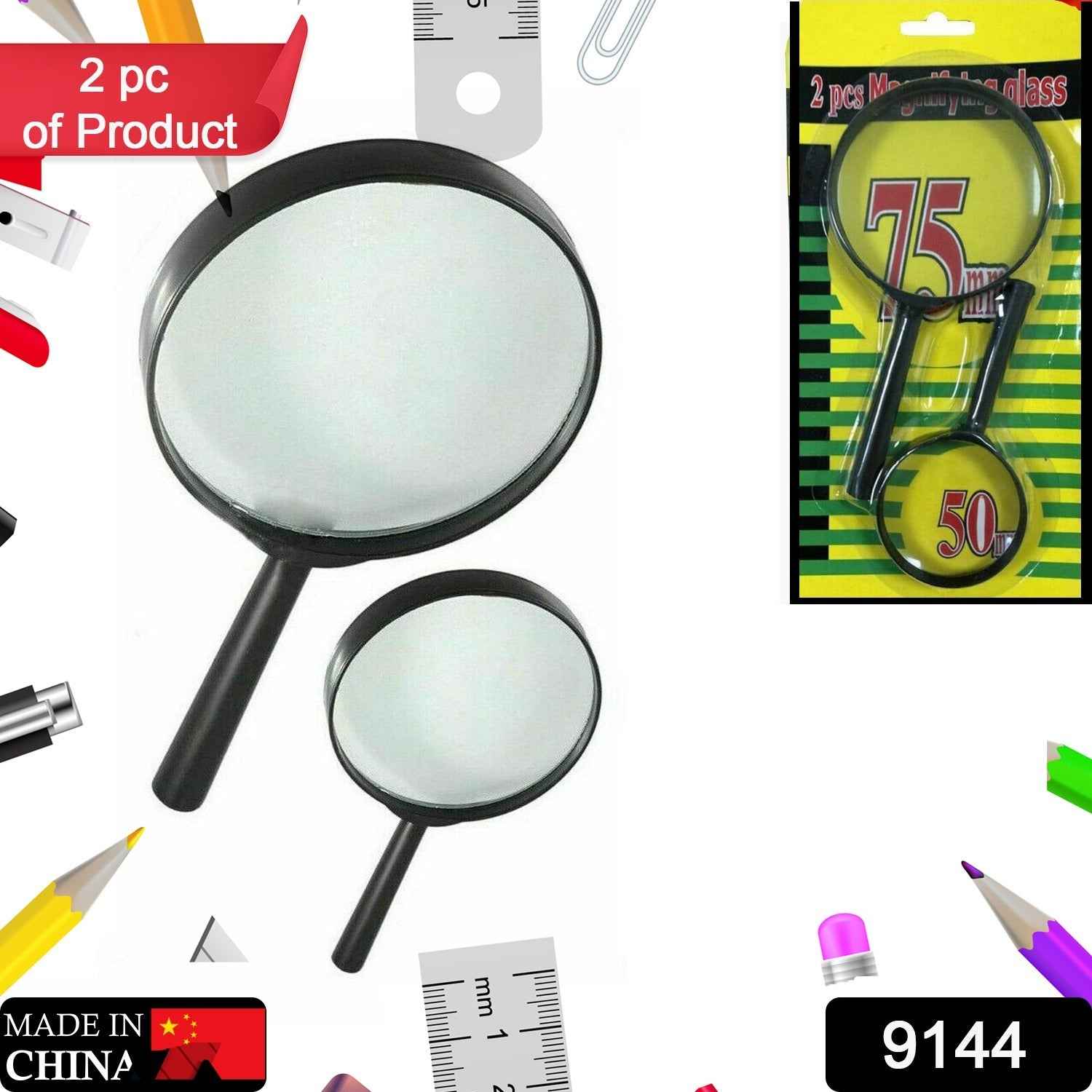 Magnifying Glass for Reading – Dual-Sided Magnifier 75mm & 50mm | Worko