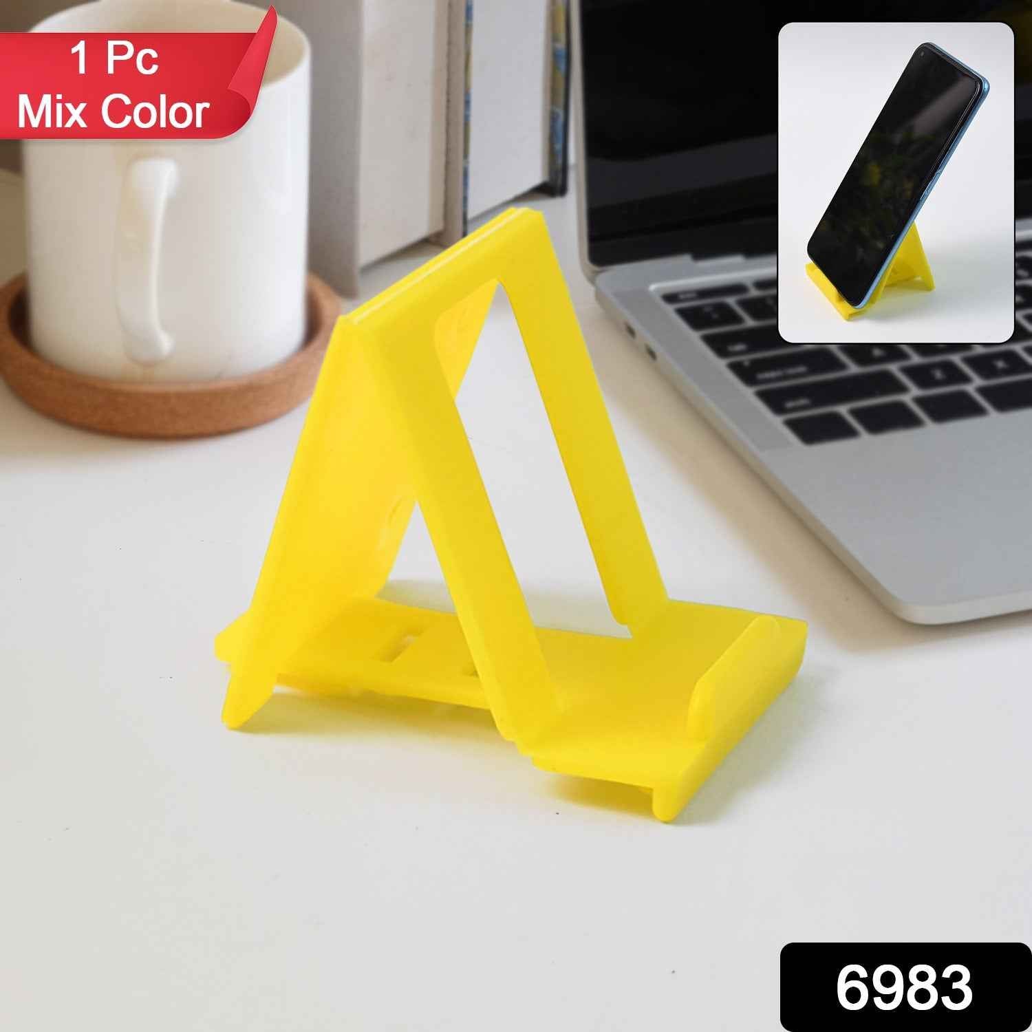 Foldable mobile phone stand displaying mix of vibrant colors