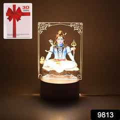 Lord Shiva 3D LED Frame – Soft Warm White Light Decor