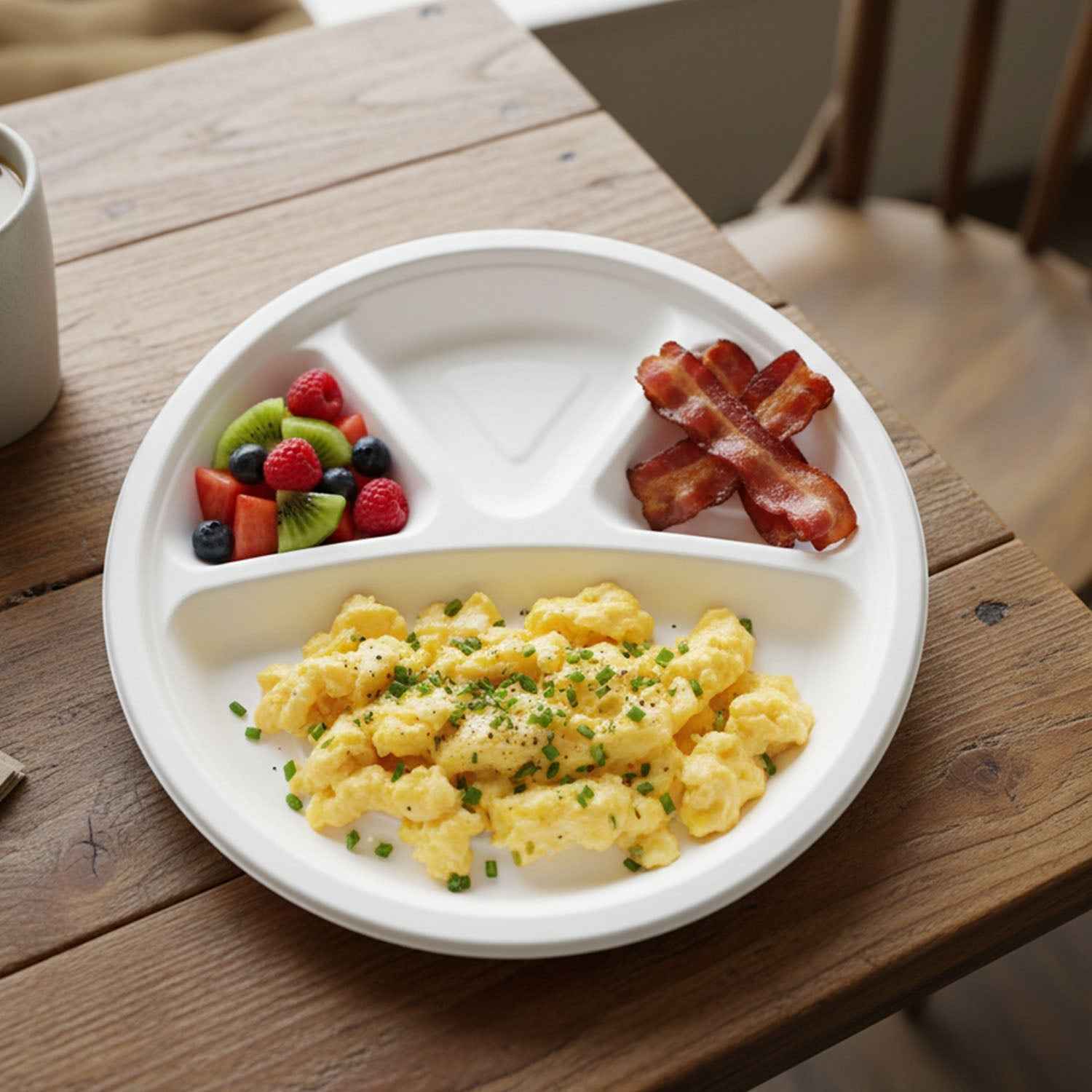 4 Compartment Disposable Food Serving Plate – Set of 10