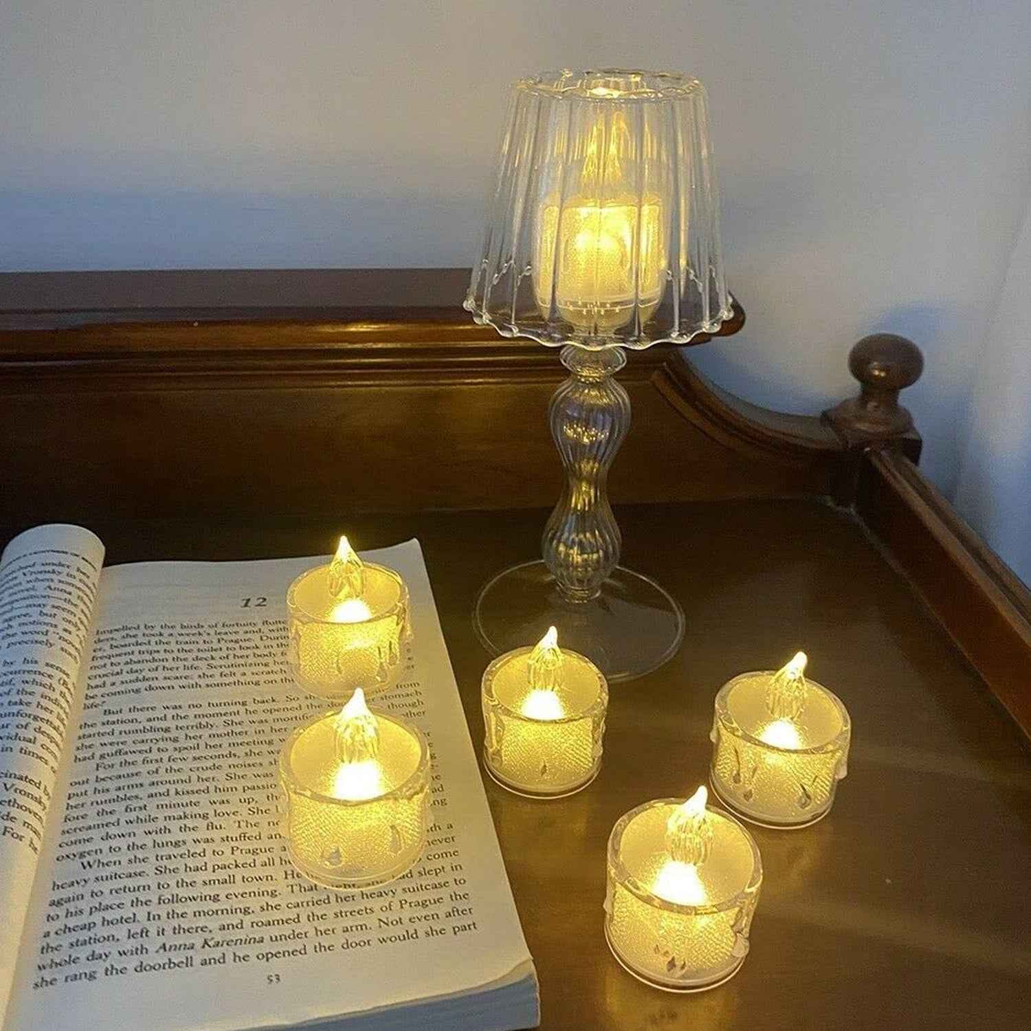 Flameless LED Tea Light Candles – 12 Pcs Transparent Acrylic | Giftoiza