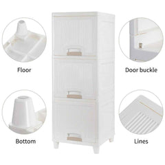 Plastic Storage Cabinet – 3-Layer Foldable Organizer | Organivo