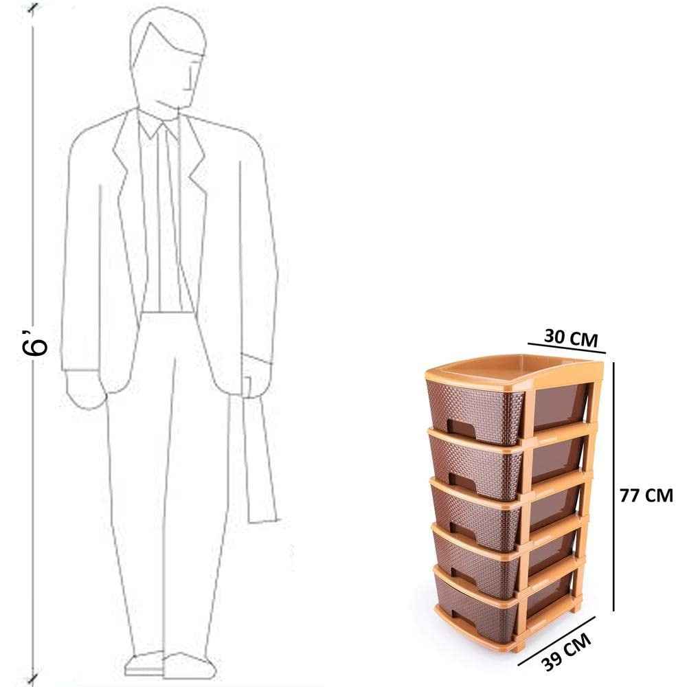 Plastic Modular Drawer – 5-Tier Brown Storage | Organivo