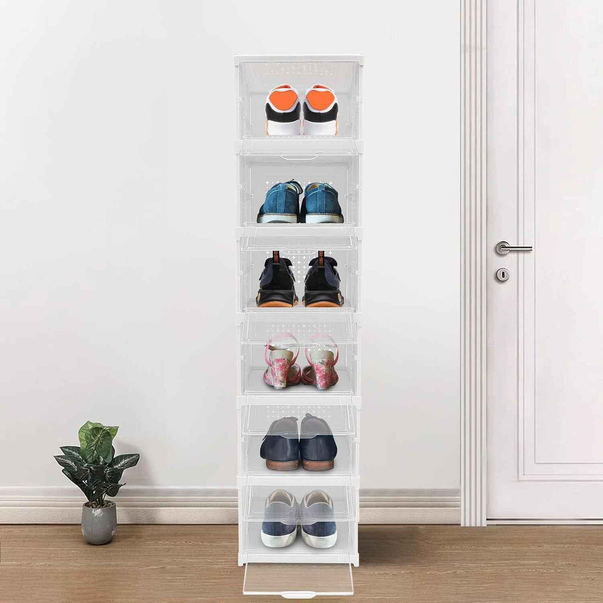 6-layer stackable storage cart in a modern kitchen, neatly organizing essentials.