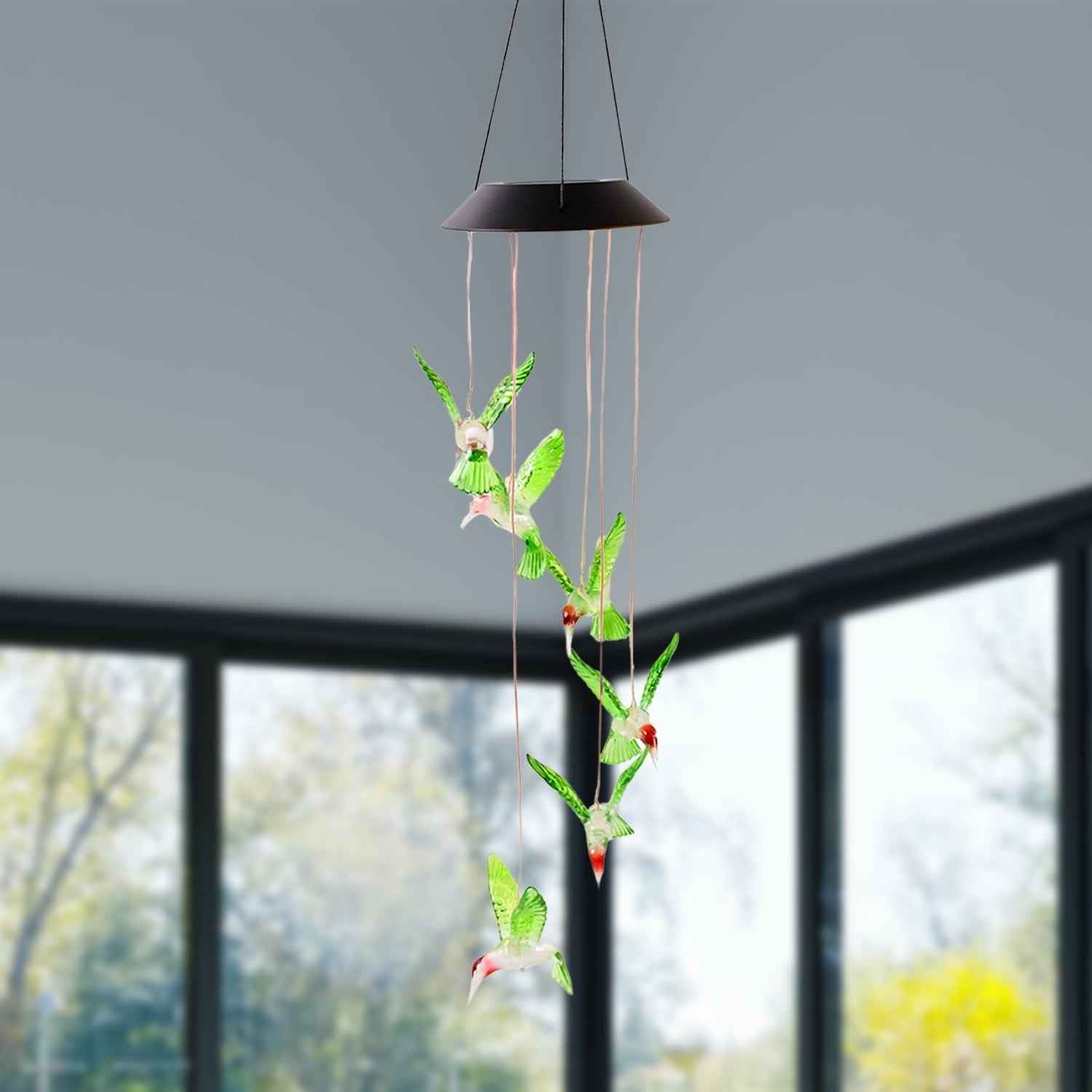 Solar Hummingbird Wind Chimes – Colorful LED Garden Decor
