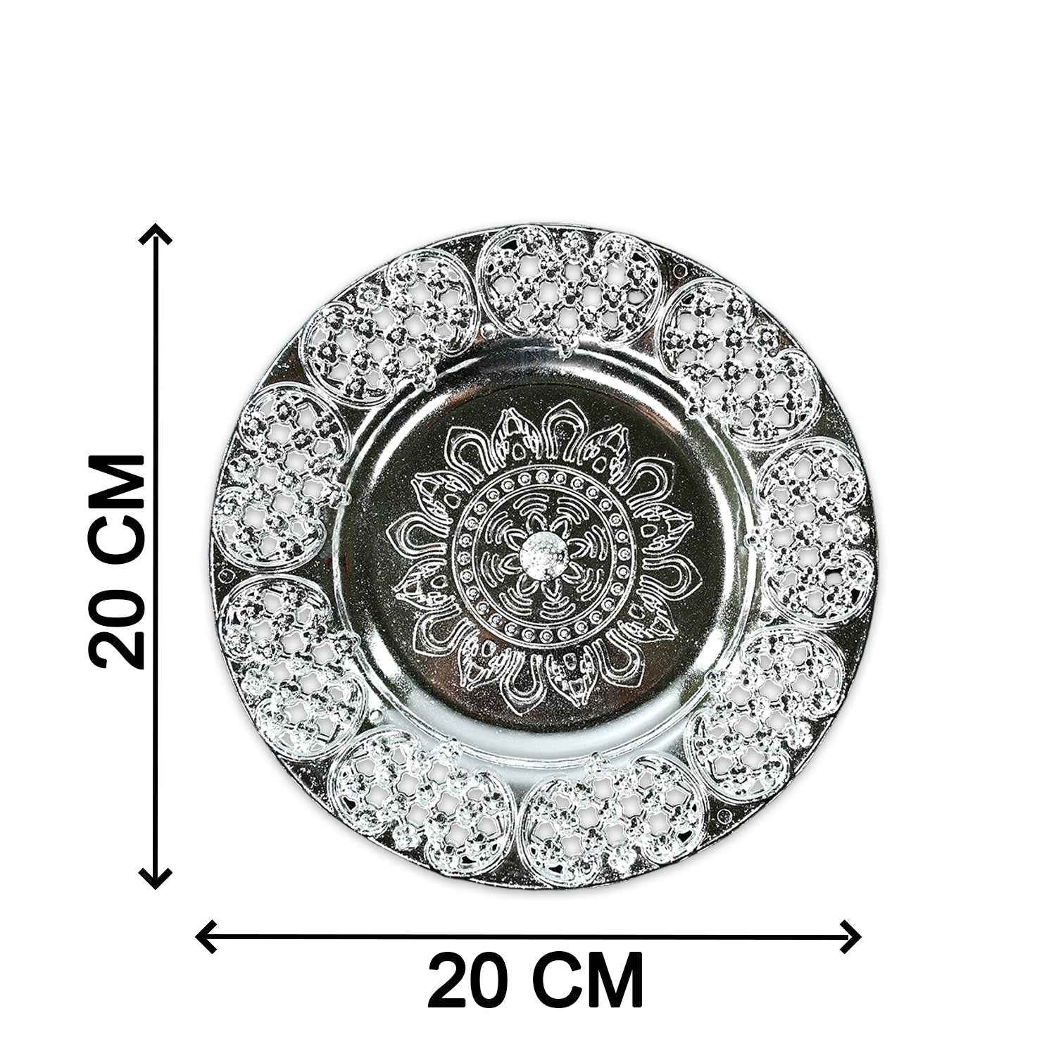 Pooja Thali Set – 8-Inch Plastic Silver Color for Festivals | Styleva