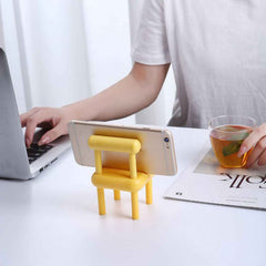Mini Chair Phone Stand – Portable Wooden Desktop Holder | PHOBIA
