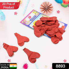 Heart Shaped Balloons – 20 Pcs Latex Set for Parties | Play & Move