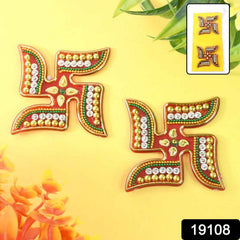 Swastik Decorative Sticker – Traditional Acrylic Pooja Décor Set