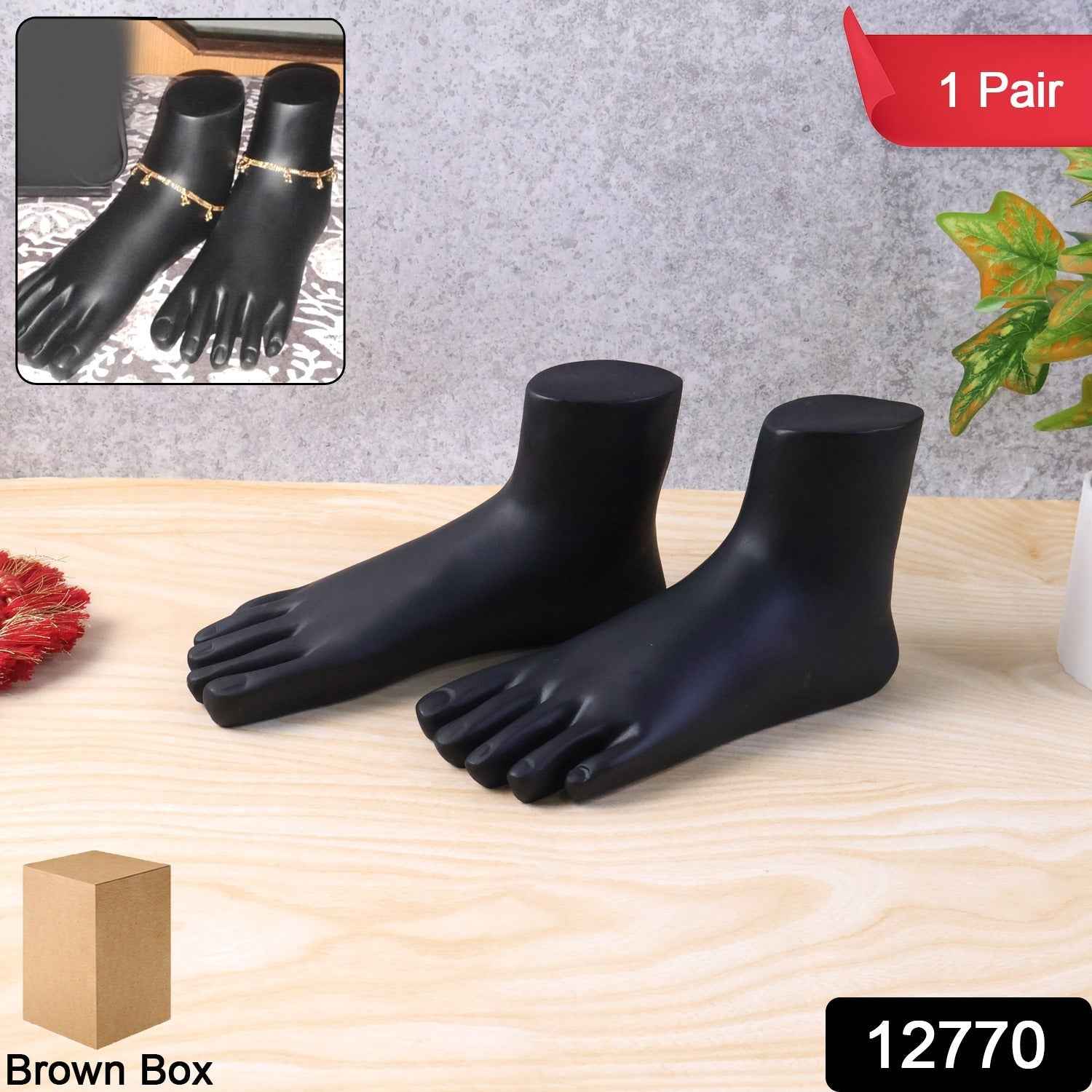 Foot Mannequin Display Stand Pair – Premium Black for Jewellery