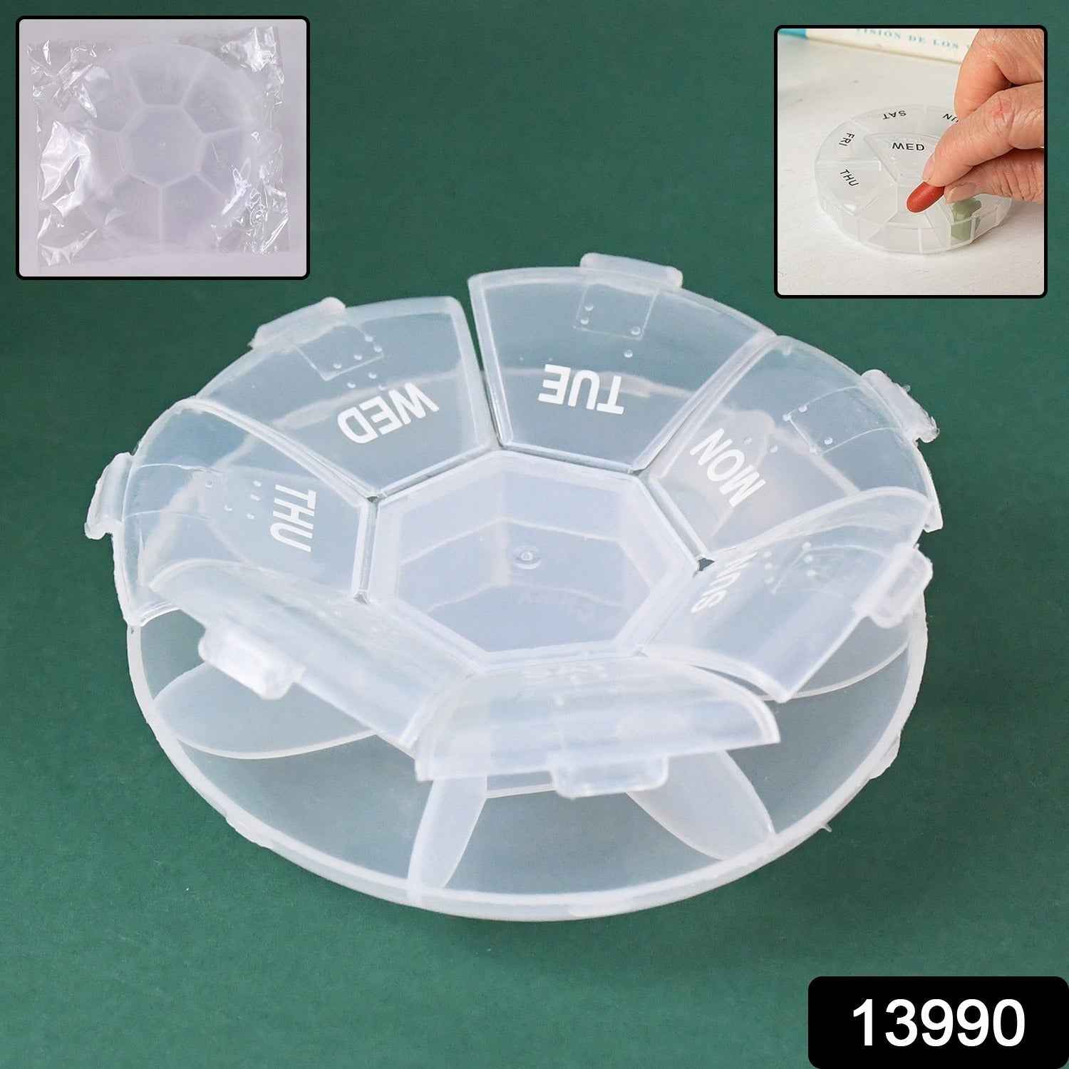 7-Sided Portable Pill Box – Compact Weekly Medicine Organizer