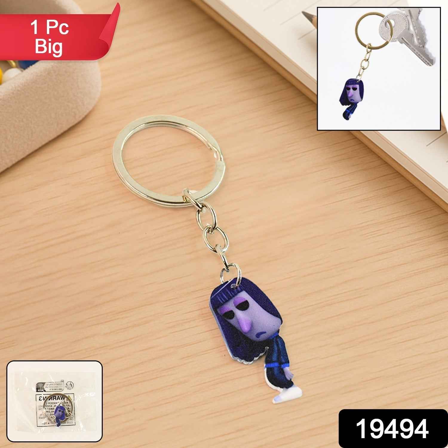 Big Cartoon Character Keychain – Bold Acrylic & Metal Charm