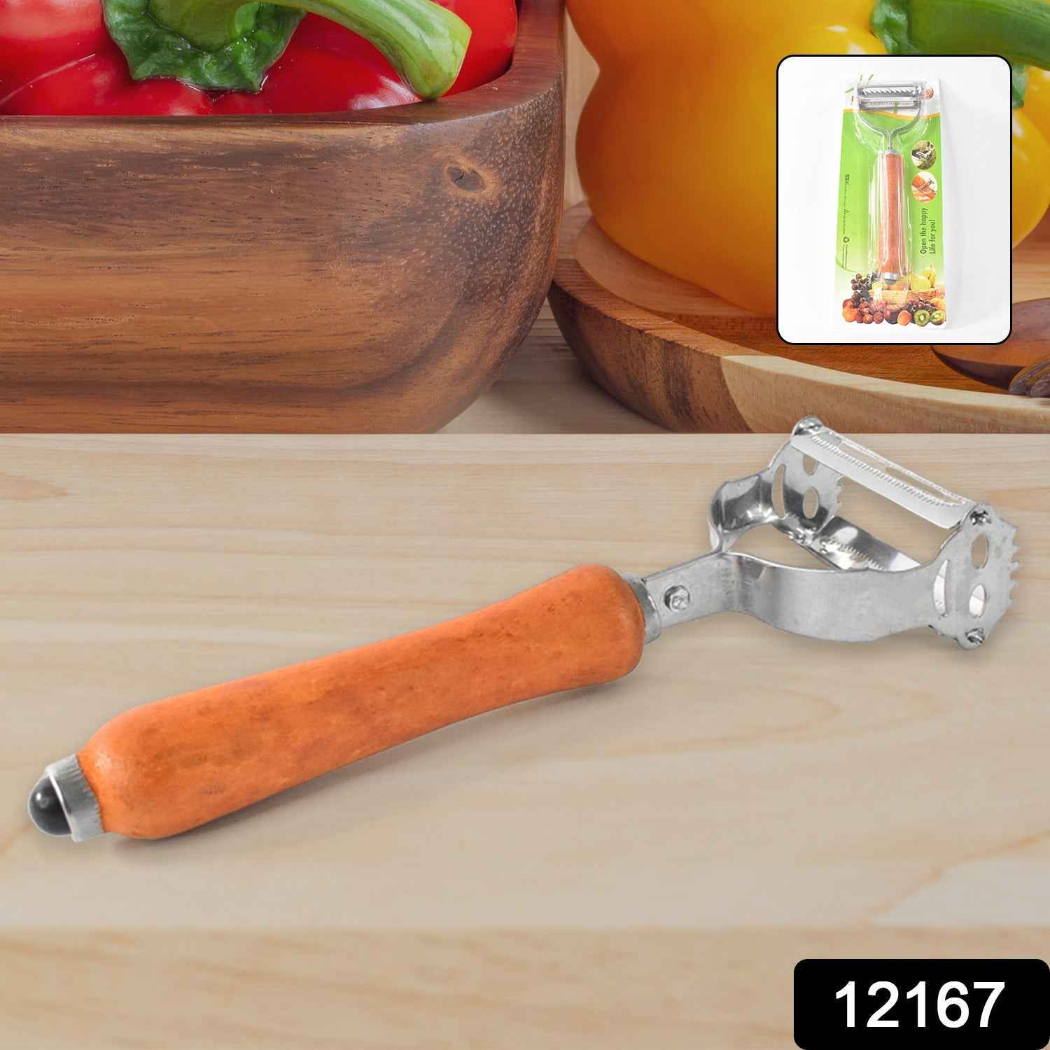 Vegetable Peeler with Wooden Handle – Sharp Steel Blade