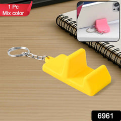 Close-up of quick stand key mobile accessory keychain in vibrant color