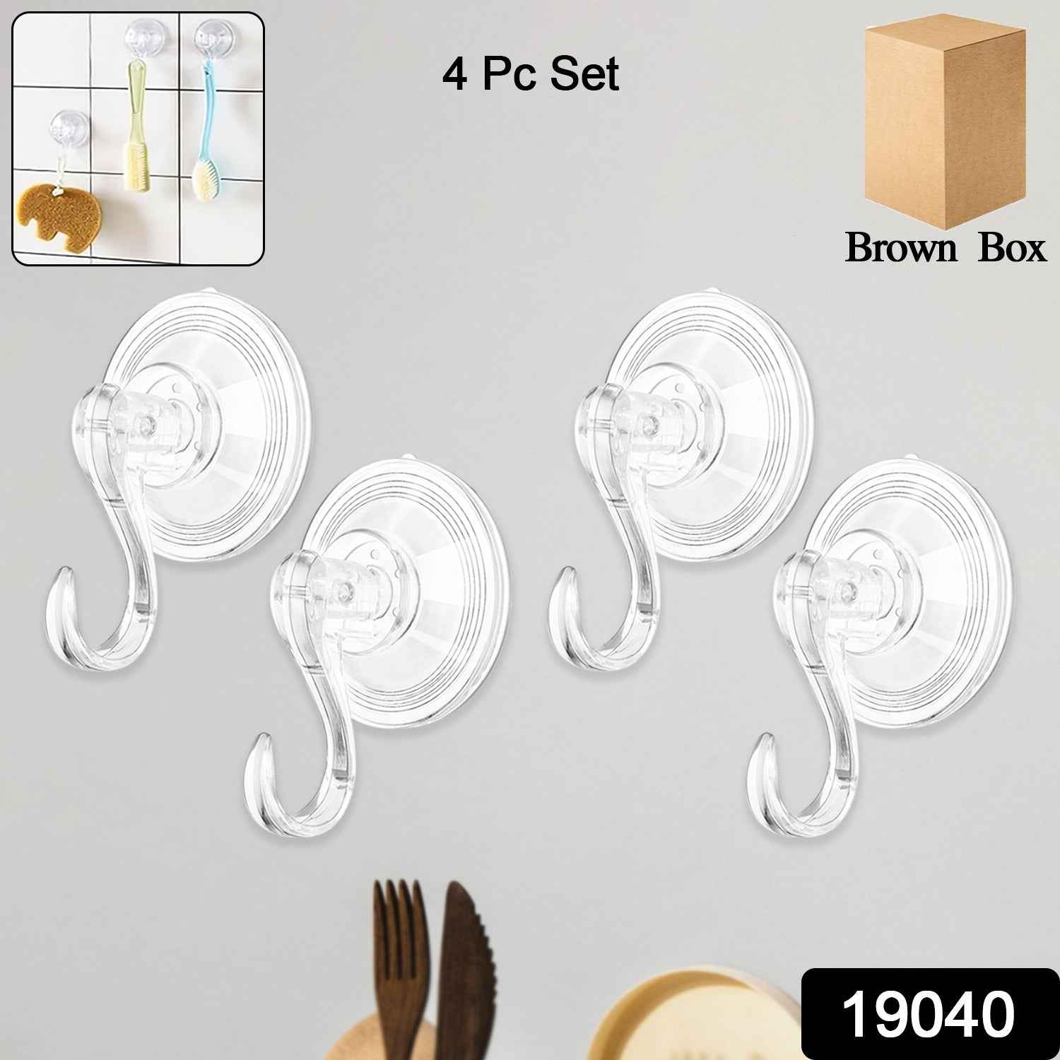 Plastic Suction Cup Hooks – Strong Hold & Reusable 4-Pc Set