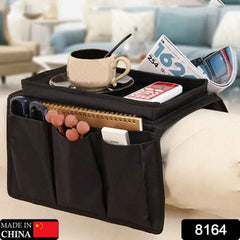 Sofa Armrest Organizer – Black Storage Caddy with Tray | Organivo