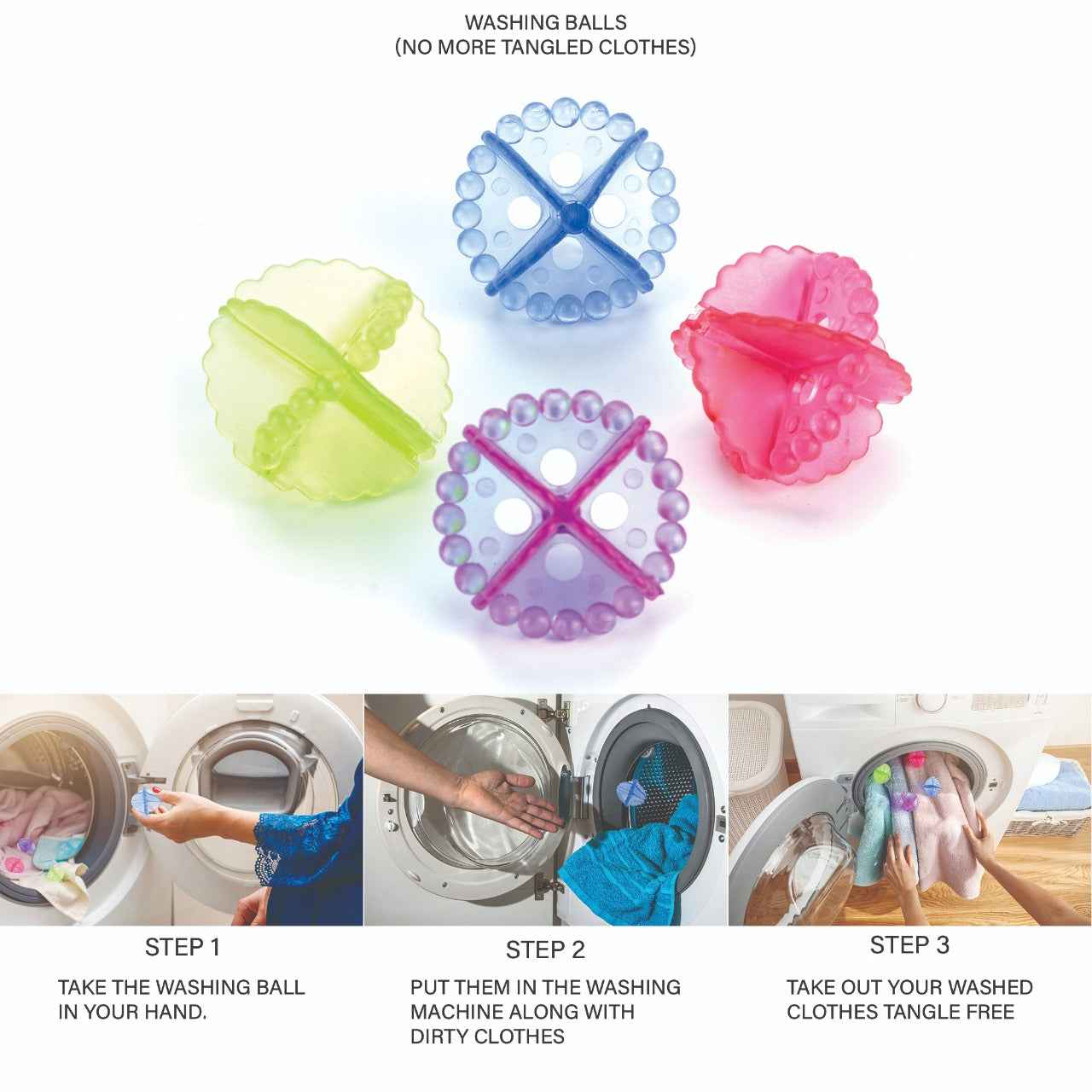 Detergent-Free Laundry Balls – 4 Pcs for Eco-Friendly Wash | Velvet Wipe