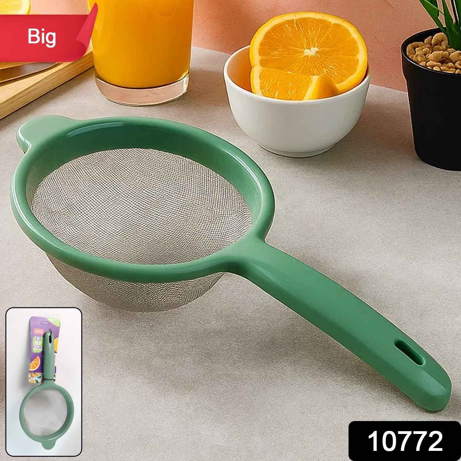Large Kitchen Strainer – Fine Stainless-Steel Mesh with Easy-Grip
