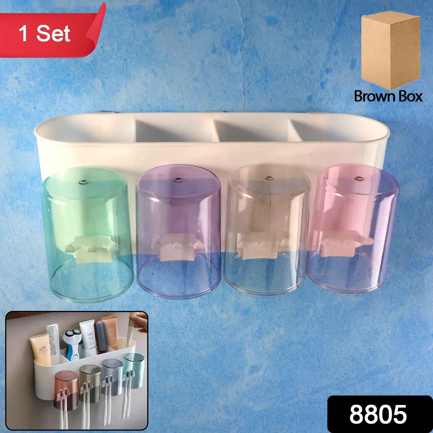 Wall Mounted Toothbrush Holder with Inverted Cups – Space Saving Organizer